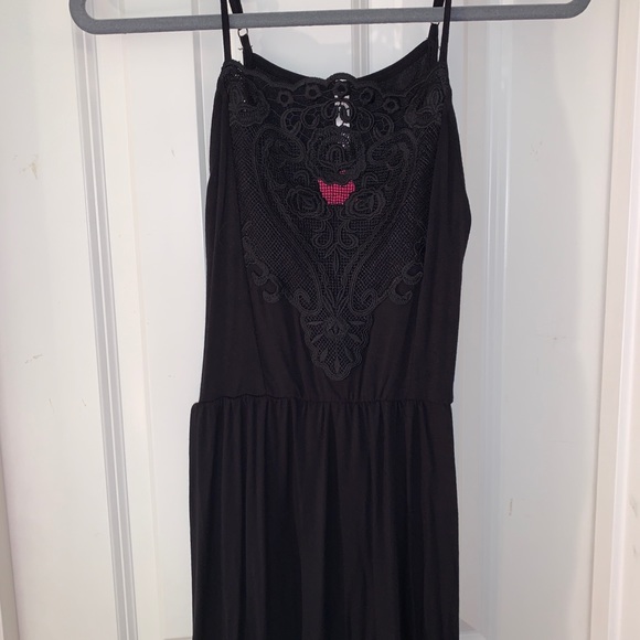 Black minidress with lace front and ties on side - Picture 4 of 7